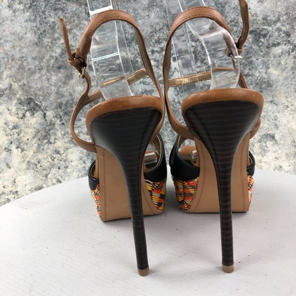 Sam Edelman Women's Size 8.5M Mason Brown Black Leather Multi Platform Heels - Picture 4 of 14
